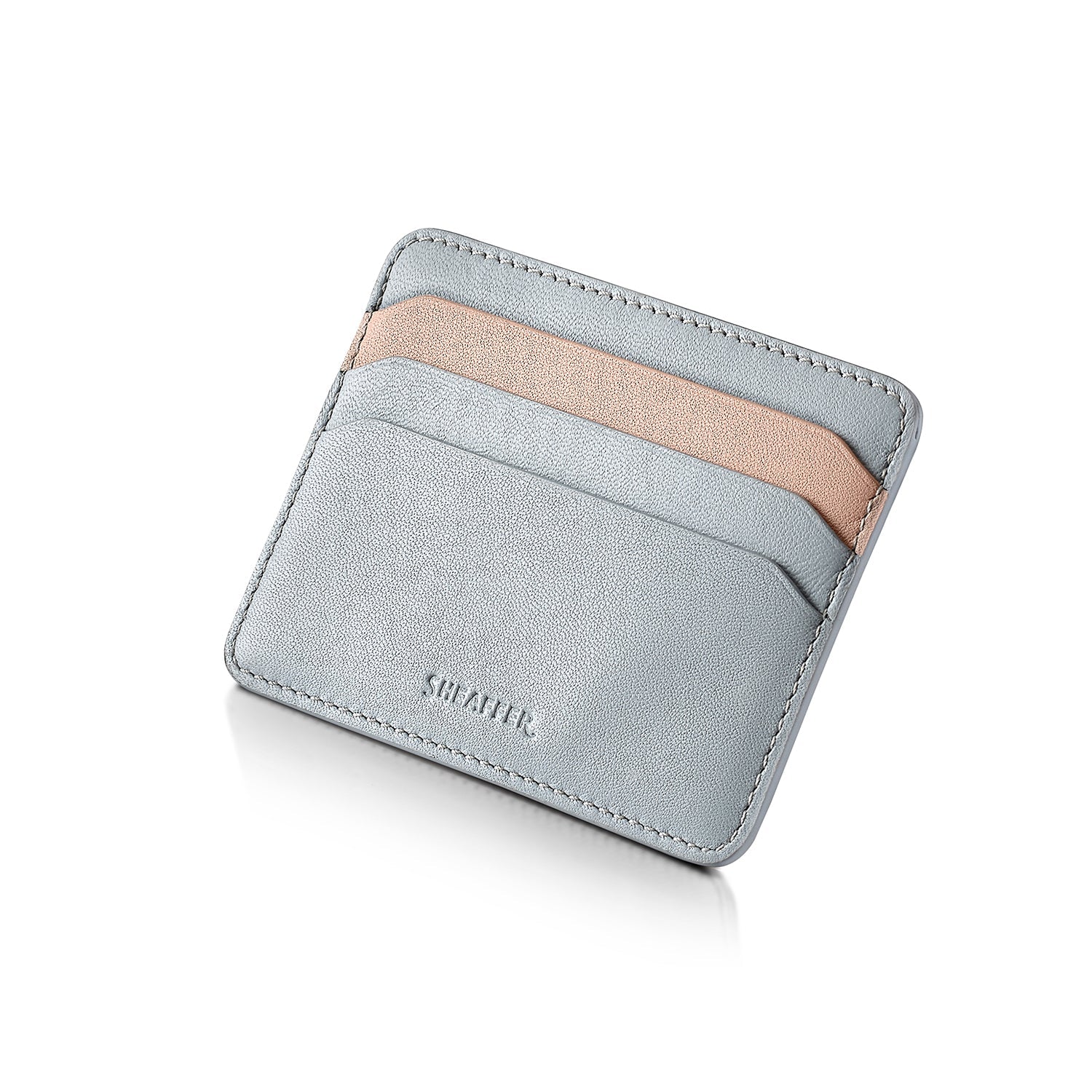 Sheaffer Gift Set ft. Expressions 100 9376 Blue and Pink Pearlised Gradient Ballpoint Pen with Chrome-plated Trims and Genuine Leather Credit Card Holder.