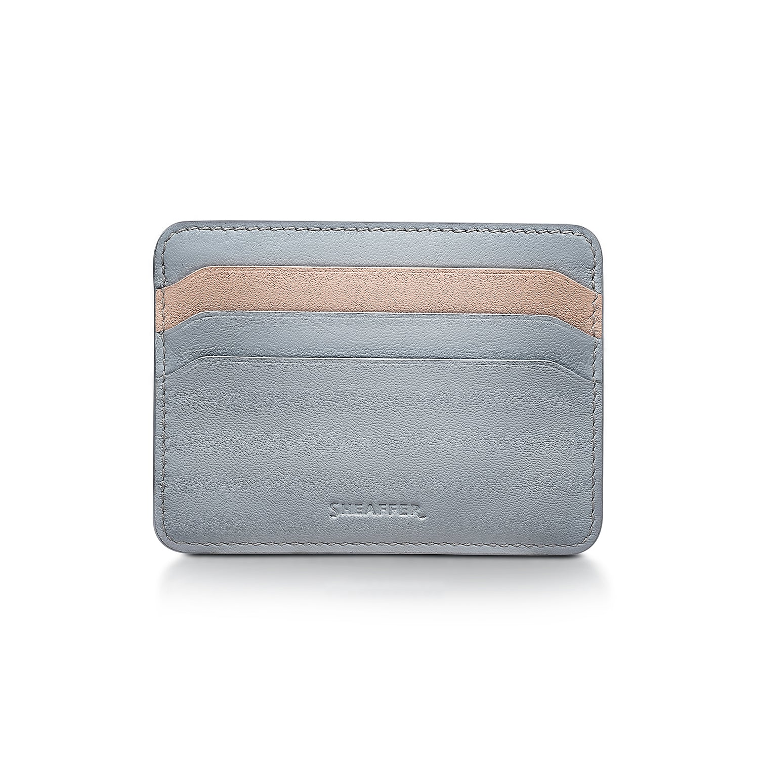 Sheaffer Gift Set ft. Expressions 100 9376 Blue and Pink Pearlised Gradient Ballpoint Pen with Chrome-plated Trims and Genuine Leather Credit Card Holder.