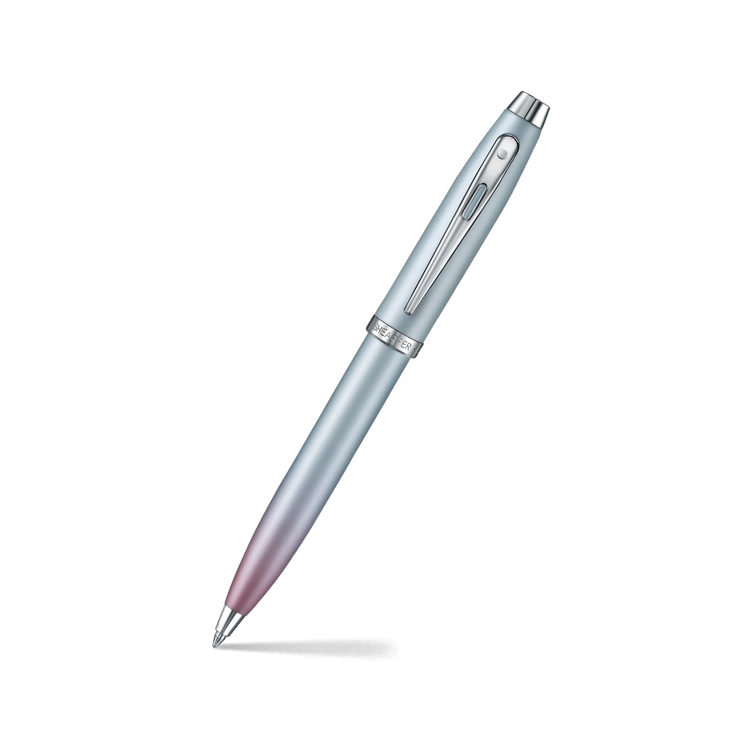 Sheaffer Gift Set ft. Expressions 100 9376 Blue and Pink Pearlised Gradient Ballpoint Pen with Chrome-plated Trims and Genuine Leather Wallet.